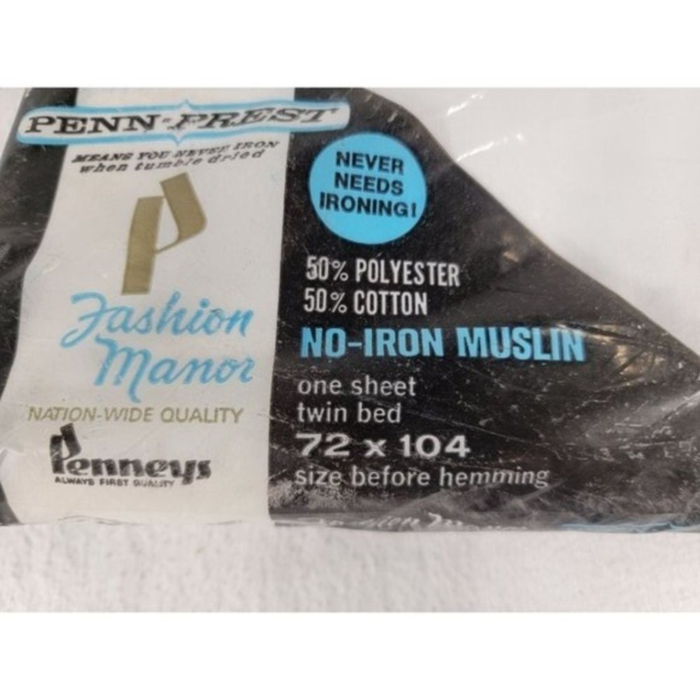 Penn-Prest No-Iron Musln One Sheet Twin Bed White Pennys 72x104 NEW